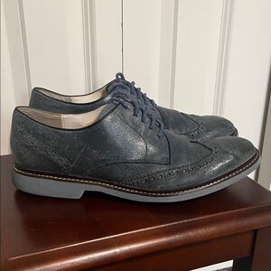 Cole Haan Nike Air Blue Leather Wing Tipped Oxford Mens Shoes 10